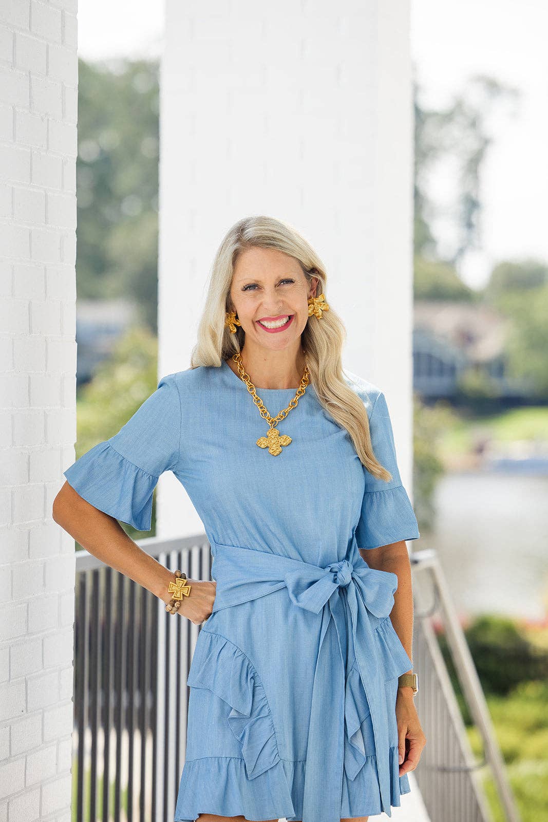 18" Double Gold Chain with Andrea Cross