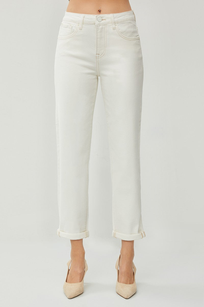 Long Way Home Plus SIze High Rise Crop Style Ivory Jeans