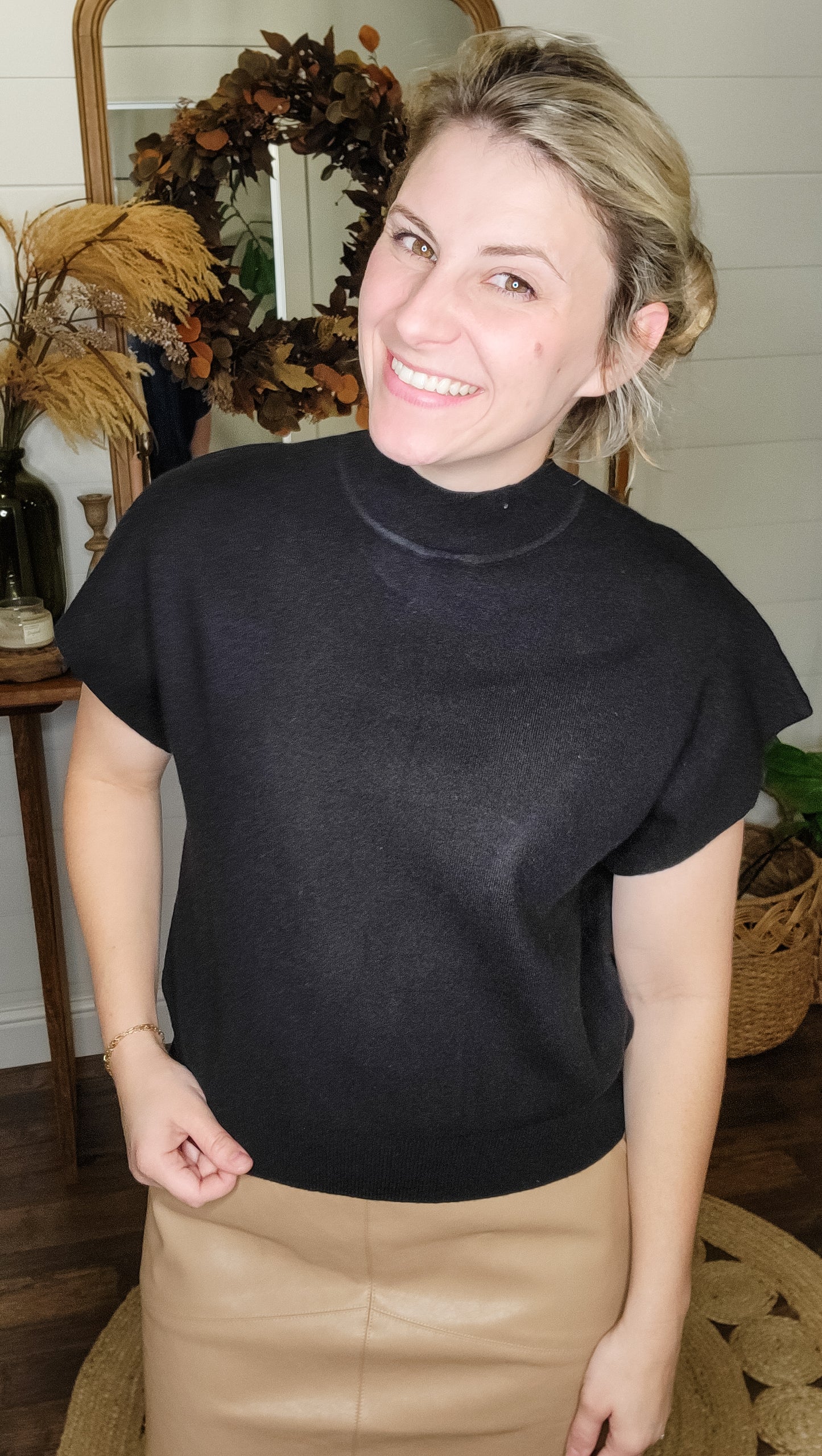 Bailey's Favorite Mock Neck Black Top (Small to Large)