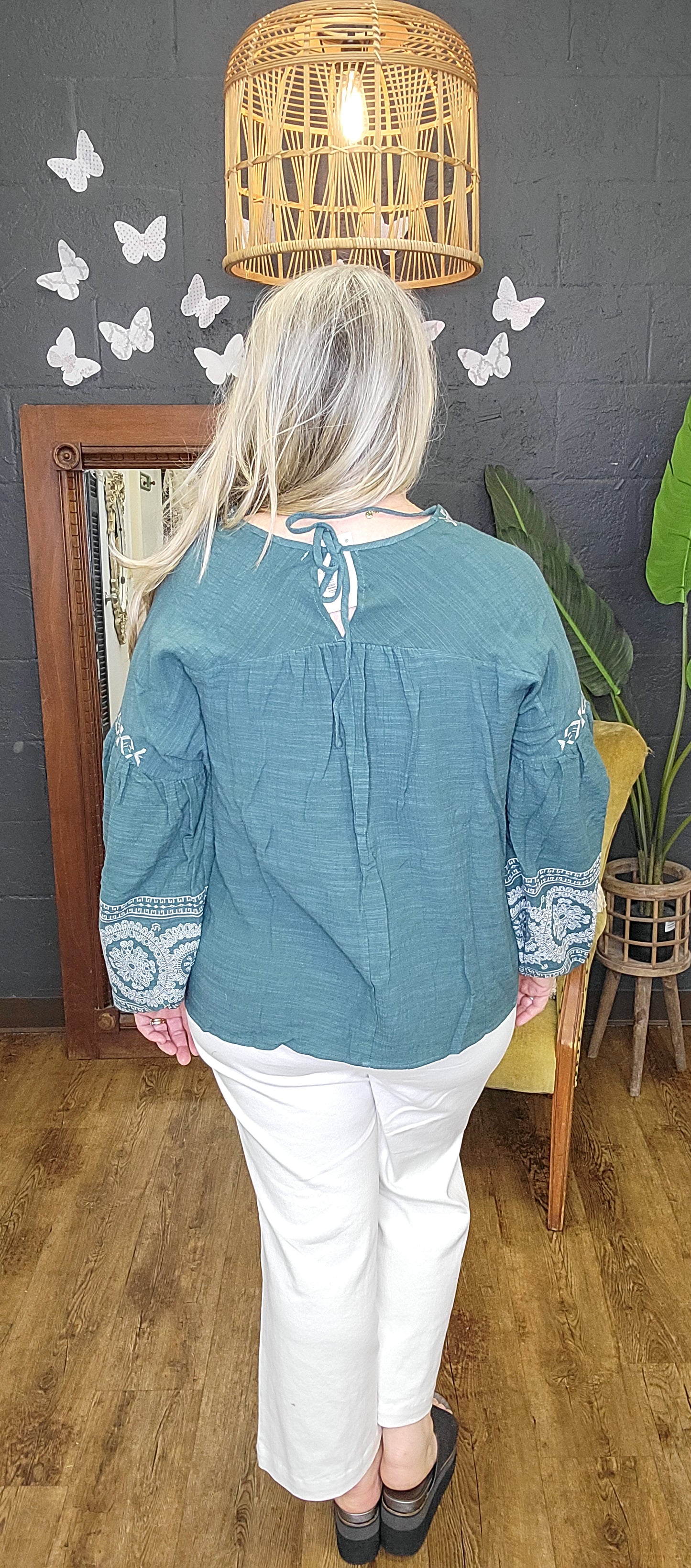 Songbird Green Embroidered Top (Small to Large)