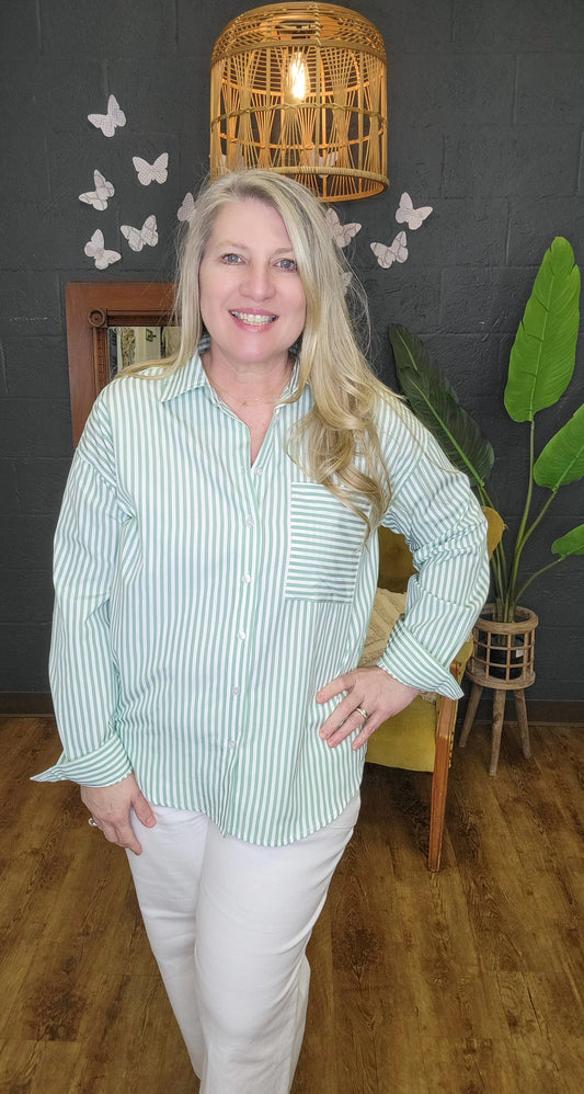 The Julianna Striped Button Down Top (Small to Large)
