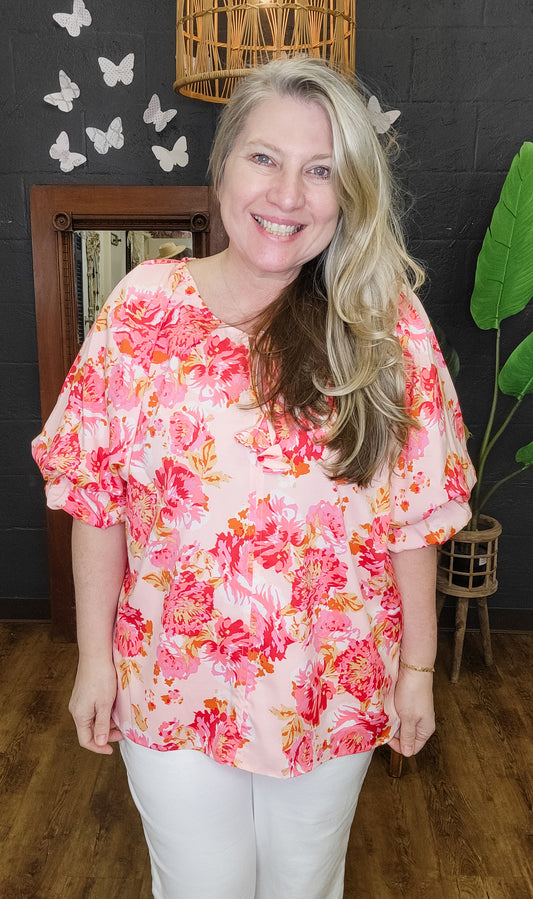 The Allyson Claire Floral Print Blouse (XL to 2X)