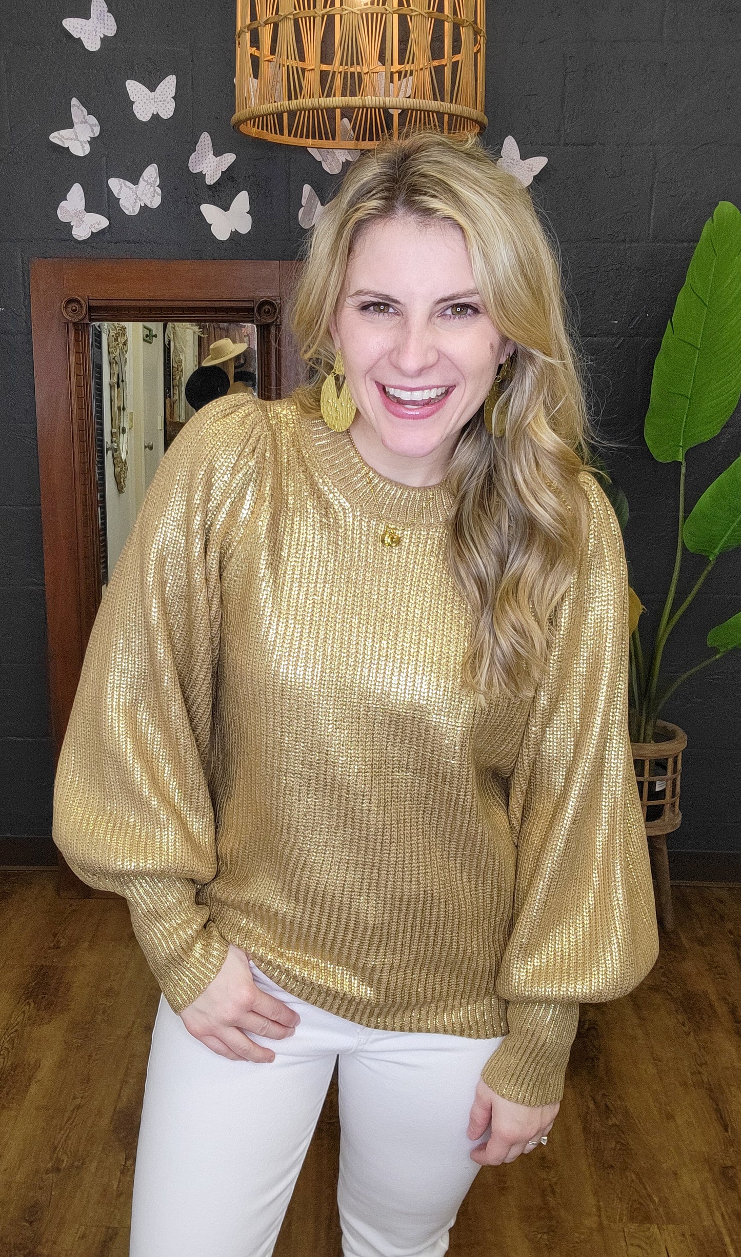 All Shimmery Taupe Sweater (Small to Large)