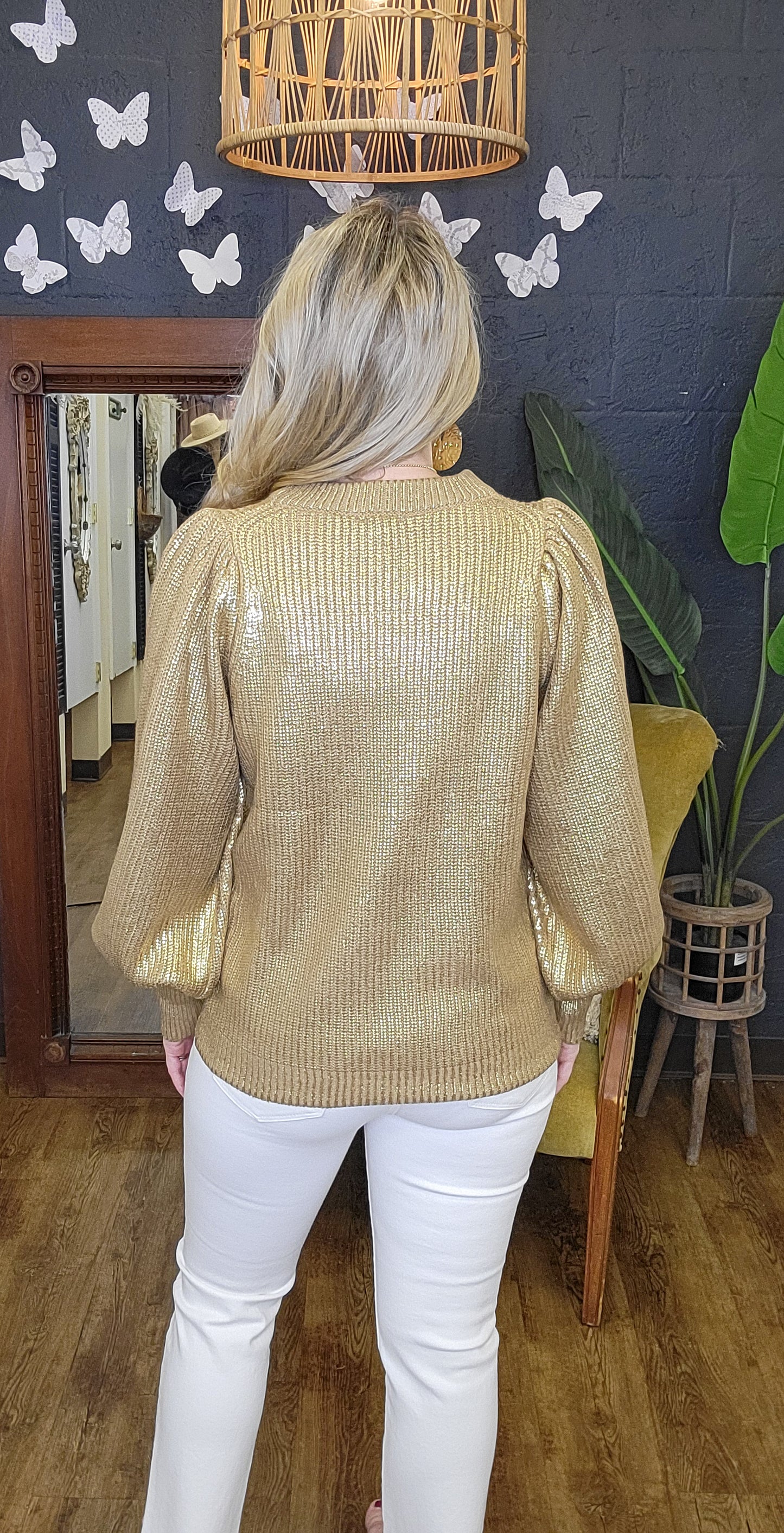 All Shimmery Taupe Sweater (Small to Large)