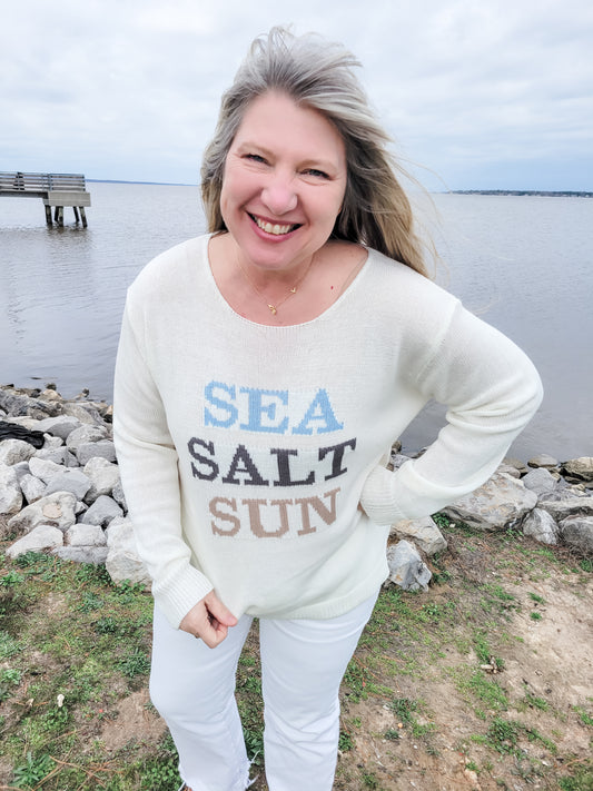 Sea, Salt, & Sun! Sweater Top (Small to Large)