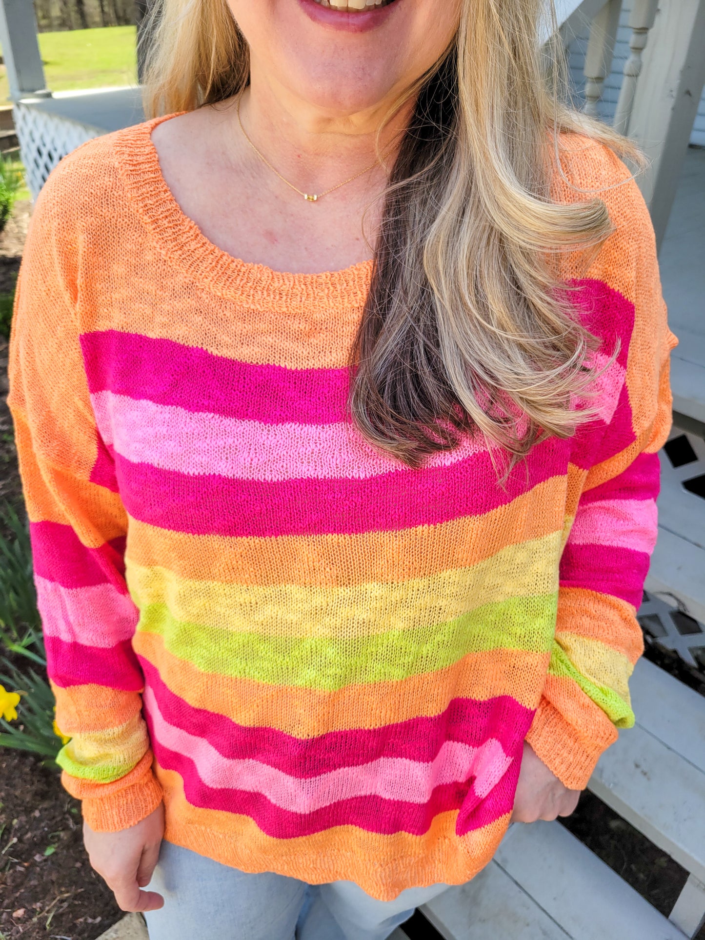 Pink Lemonade Color Stripe Sweater