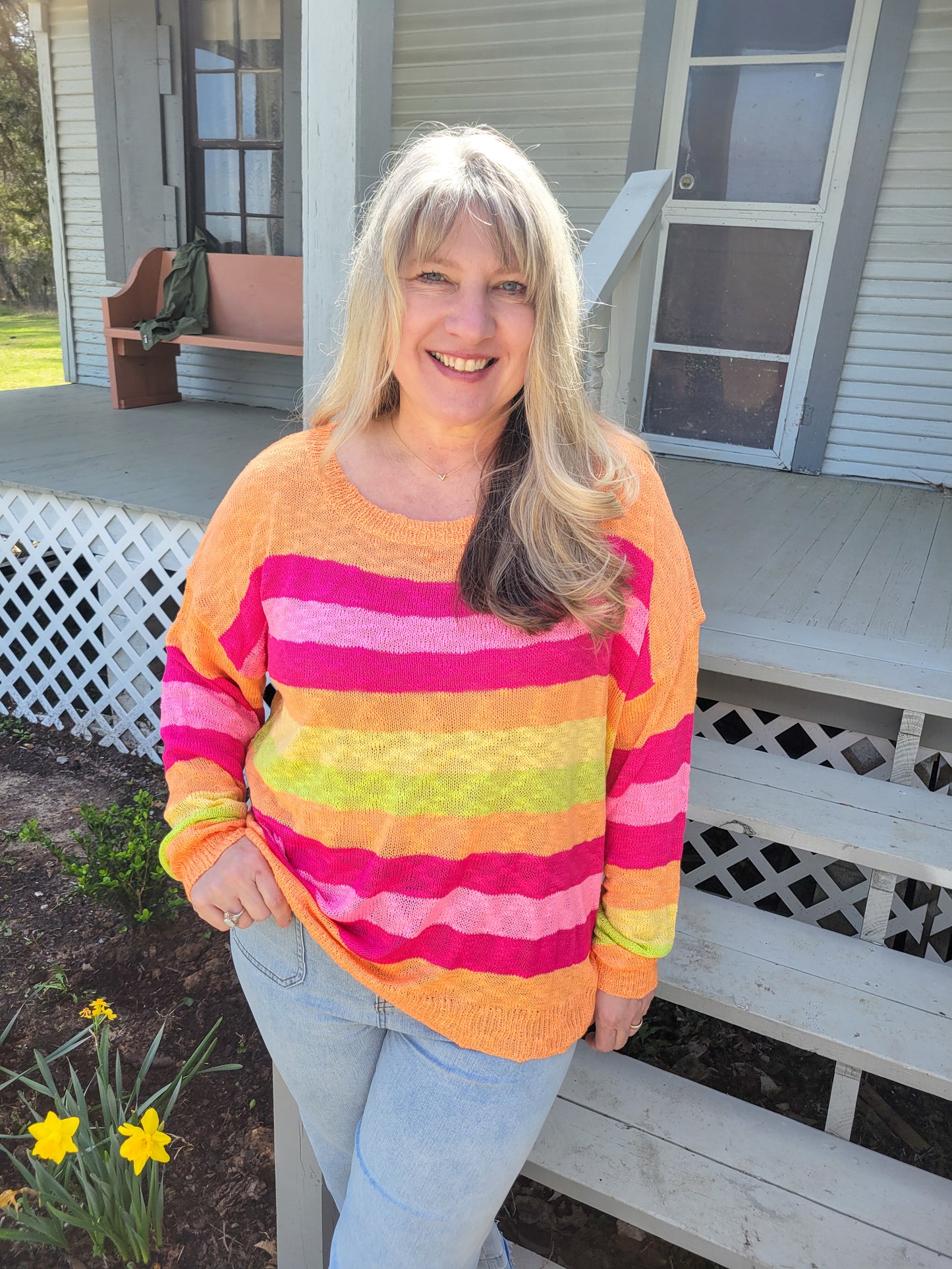 Pink Lemonade Color Stripe Sweater