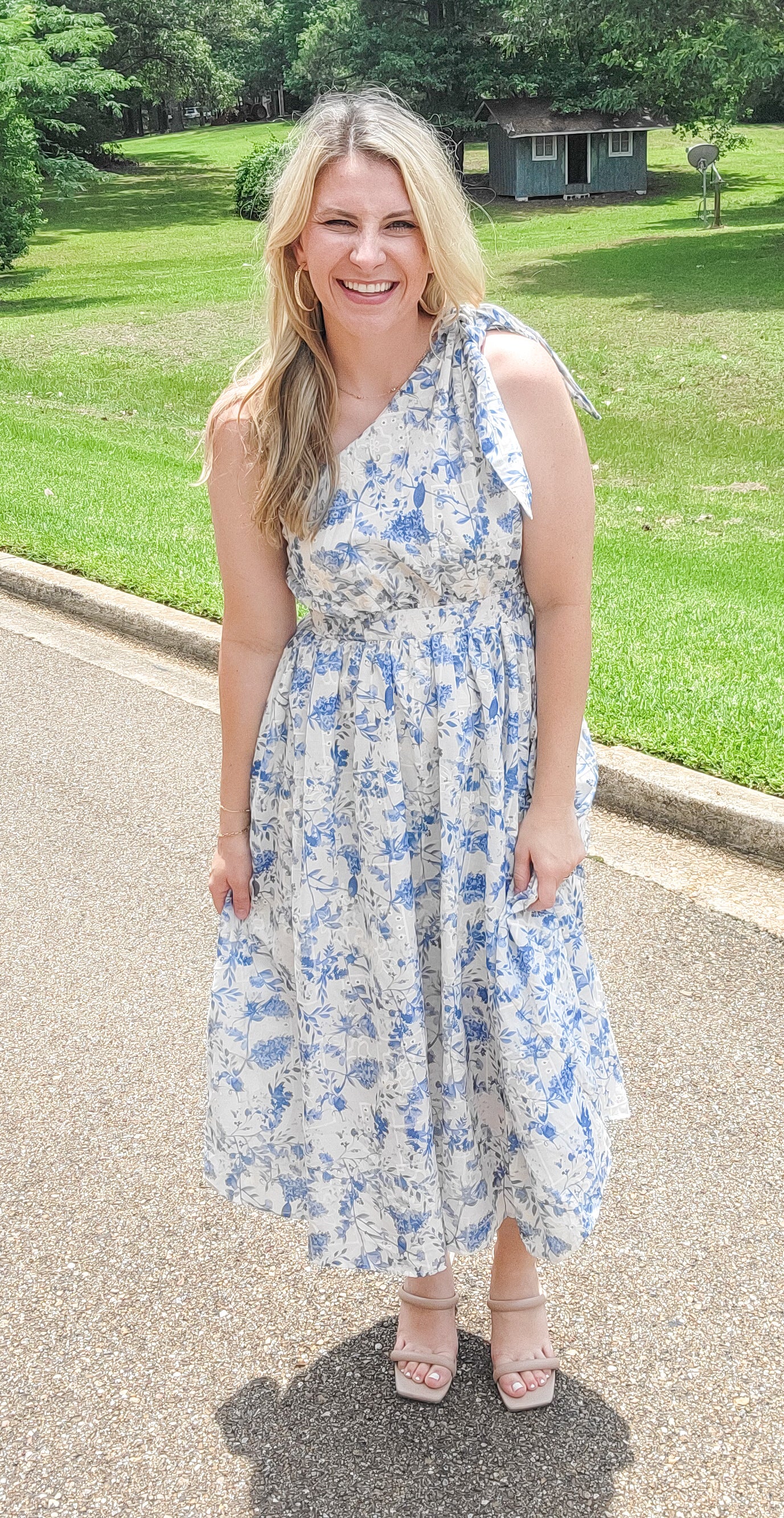 Seaside Floral Print Midi Dress (Small to Large)