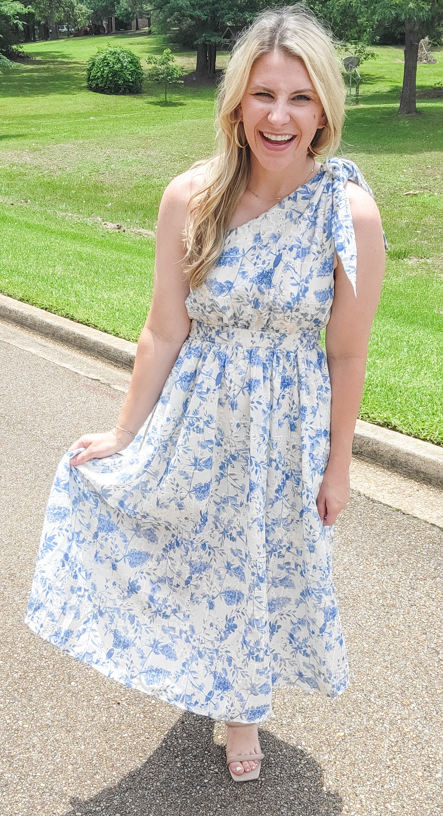 Seaside Floral Print Midi Dress (Small to Large)