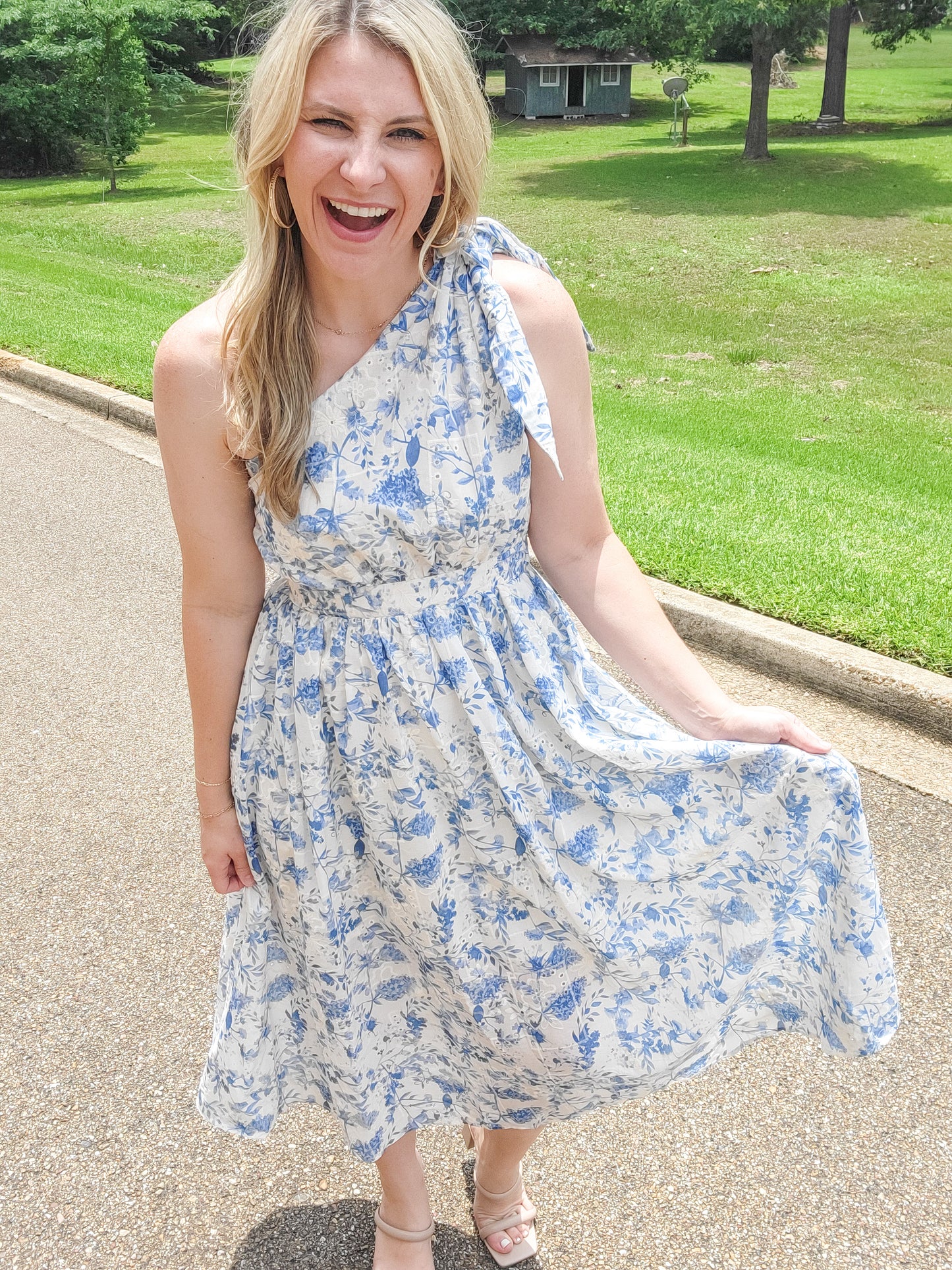 Seaside Floral Print Midi Dress (Small to Large)