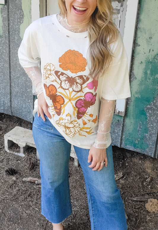 Botanical Garden Distressed Graphic Tee (Small to Large)