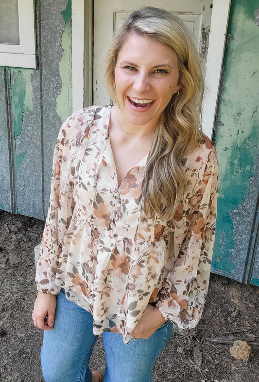 The Nadine Floral Print Blouse (Small to Large)