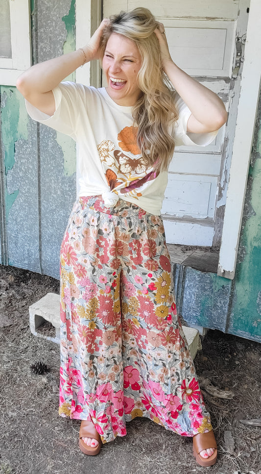 Frannie Floral Flowy Pants (Small to 2XL)