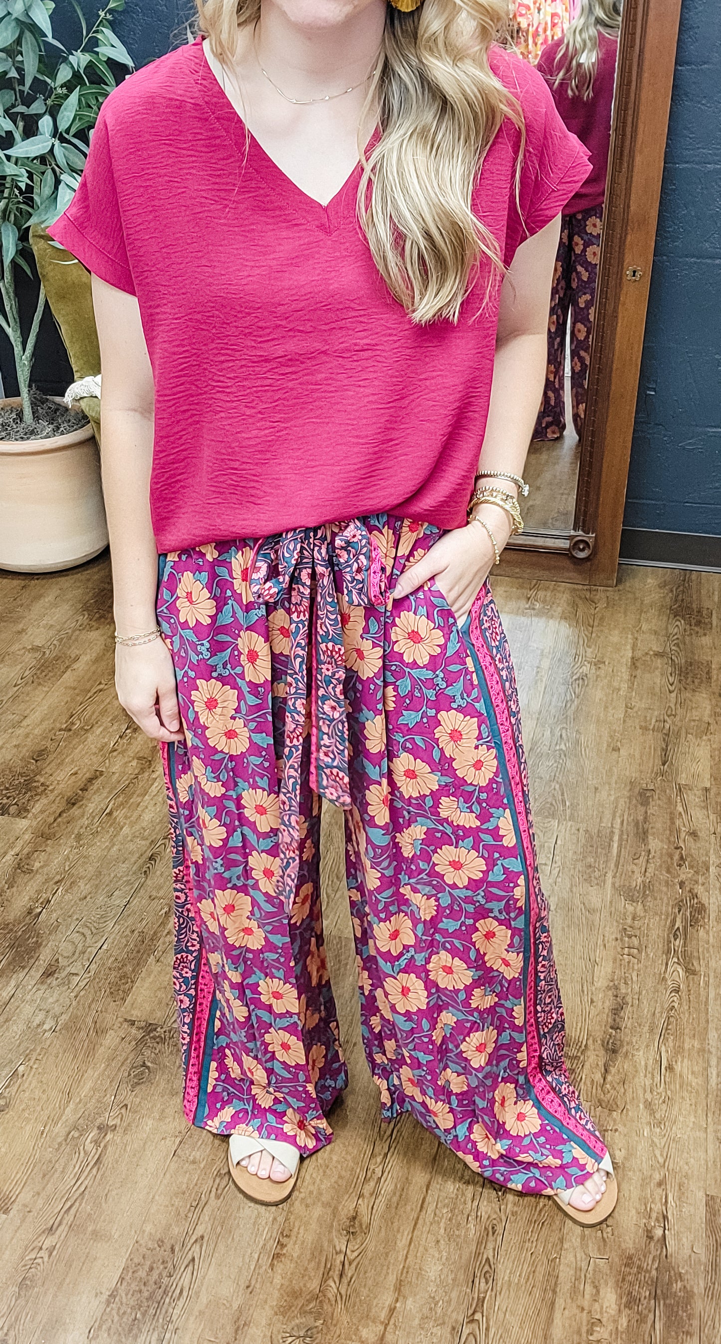 Fluttering in Floral Wide Leg Palazzo Pant (Small to Large)