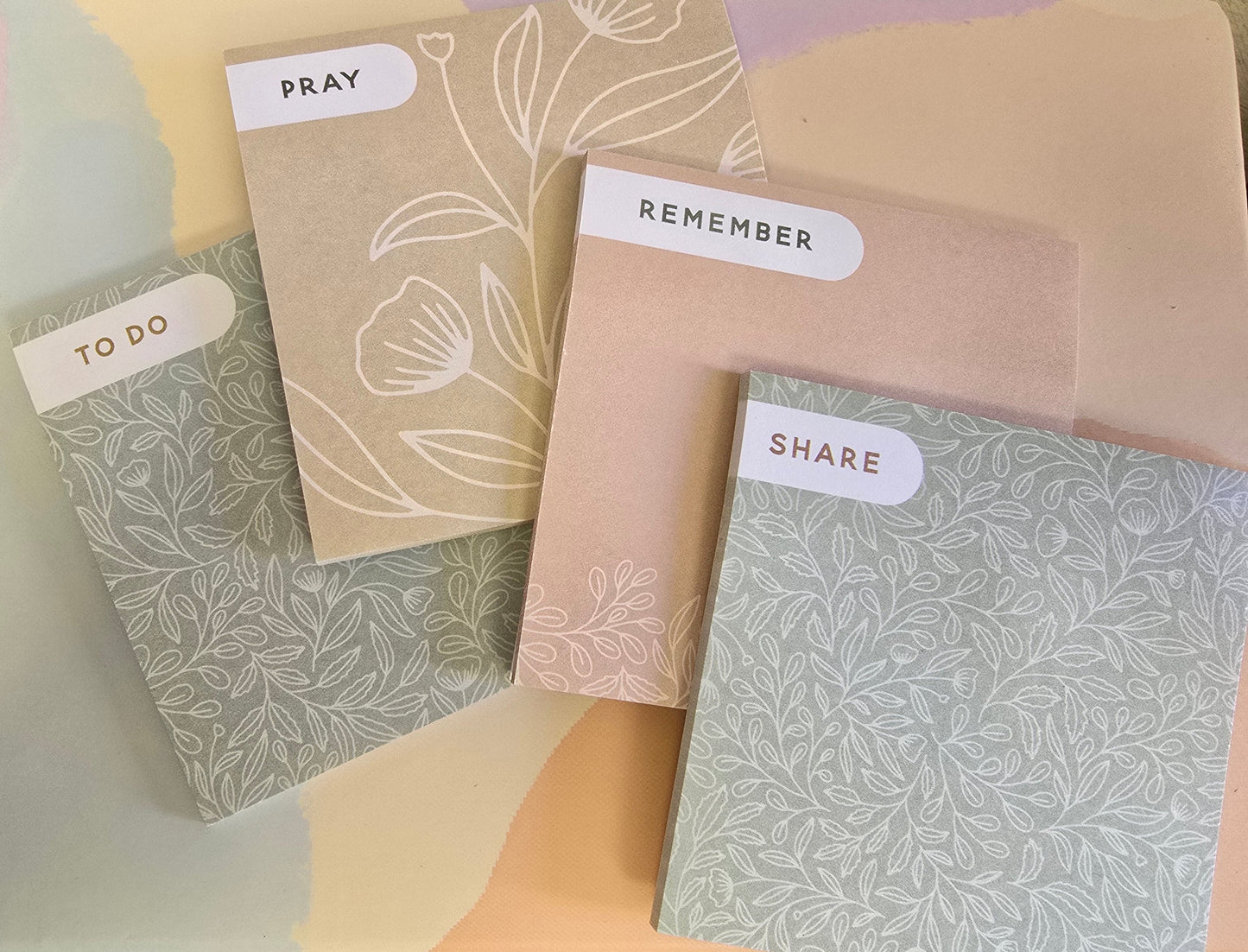 Floral Task Sticky Notes, Set of 4