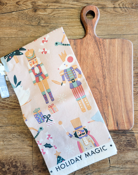 Nutcracker Tea Towels with Cutting Board Set