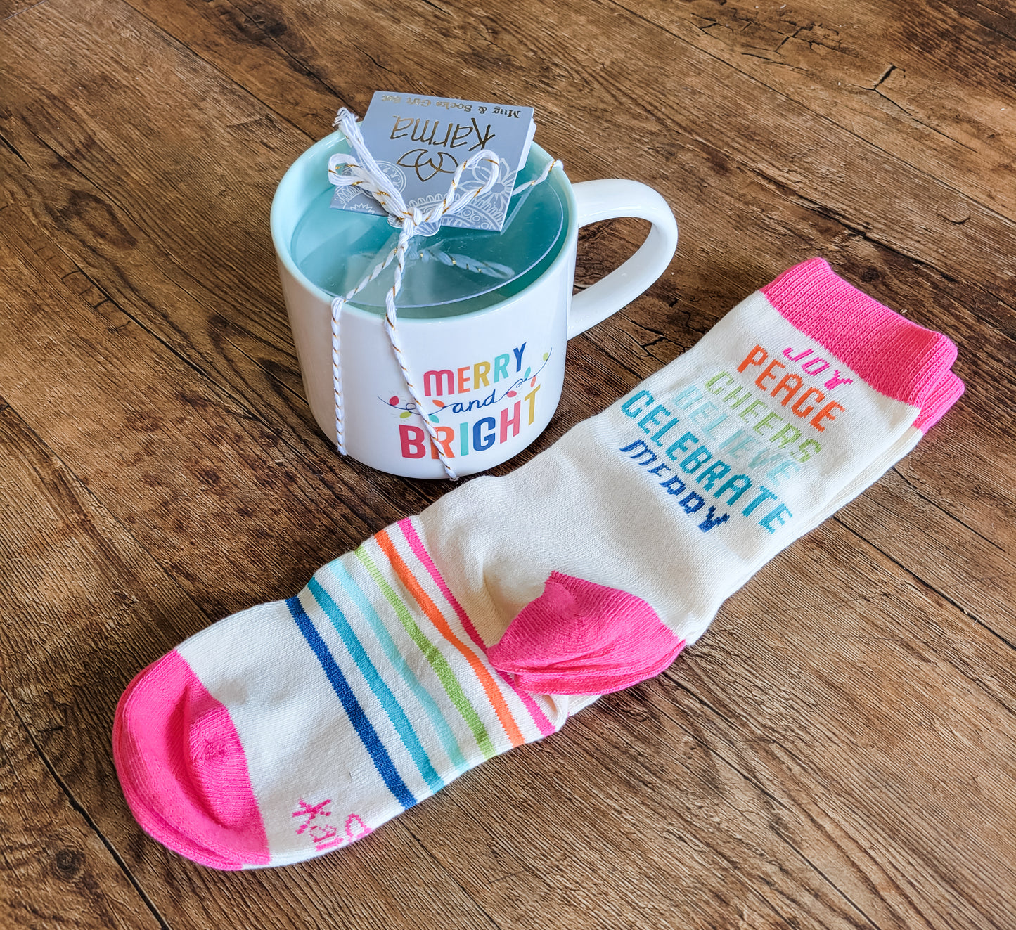 Merry & Bright Holiday Mug + Sock Gift Set