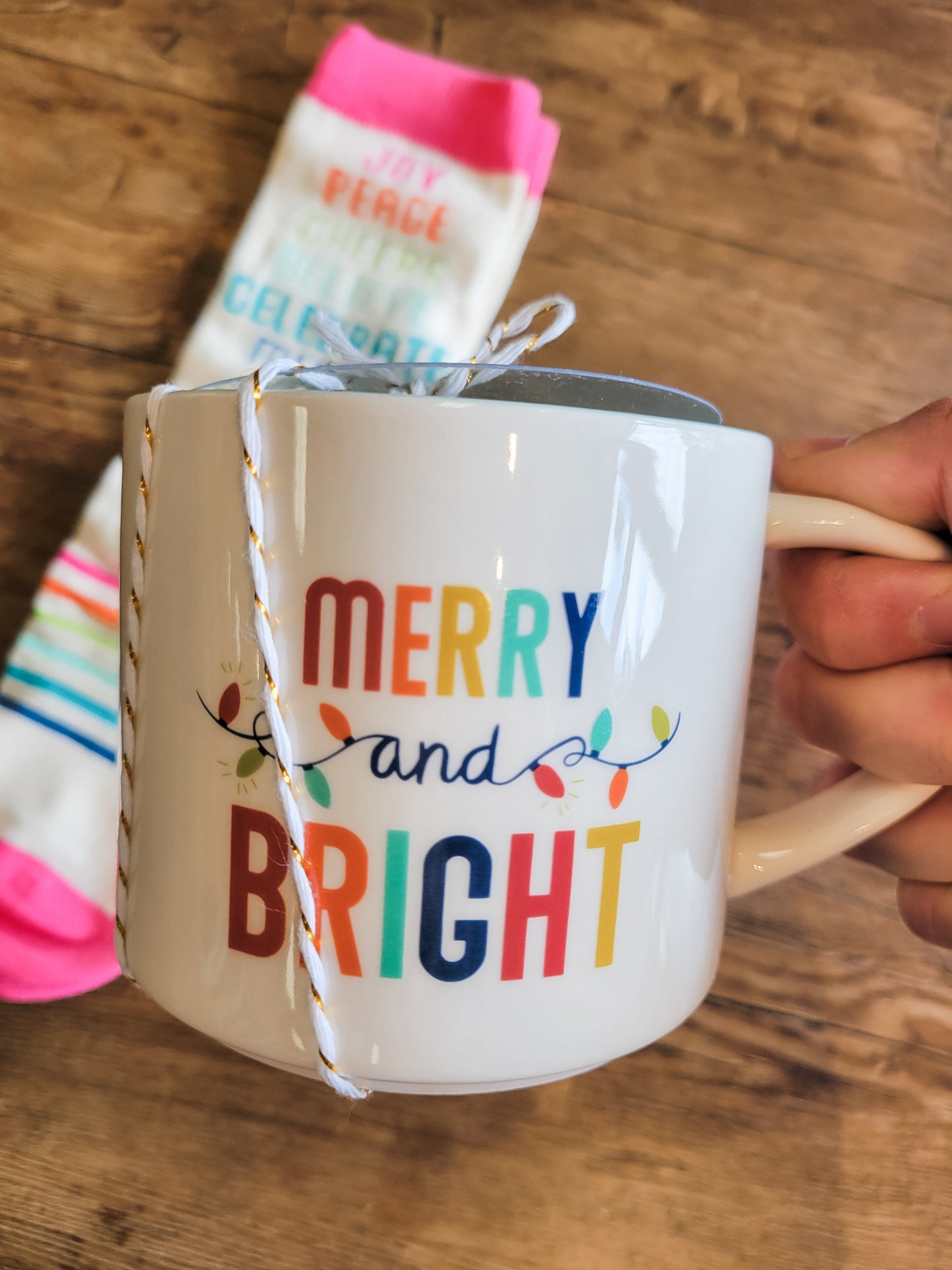 Merry & Bright Holiday Mug + Sock Gift Set