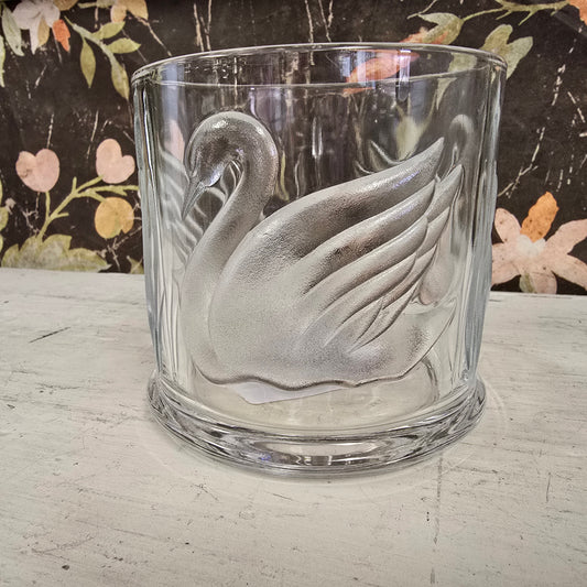 Vintage Gloria Vanderbelt Glass Vessel with Swan Motif