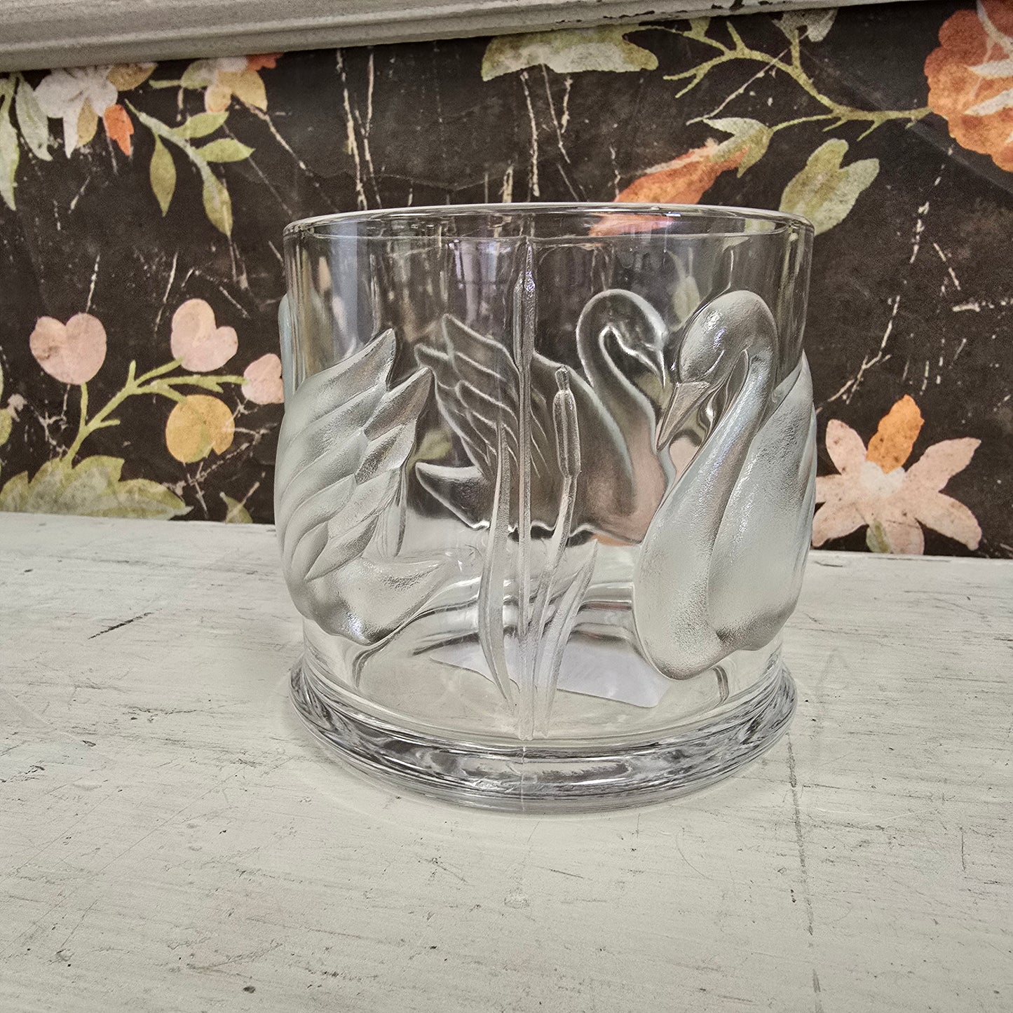 Vintage Gloria Vanderbelt Glass Vessel with Swan Motif