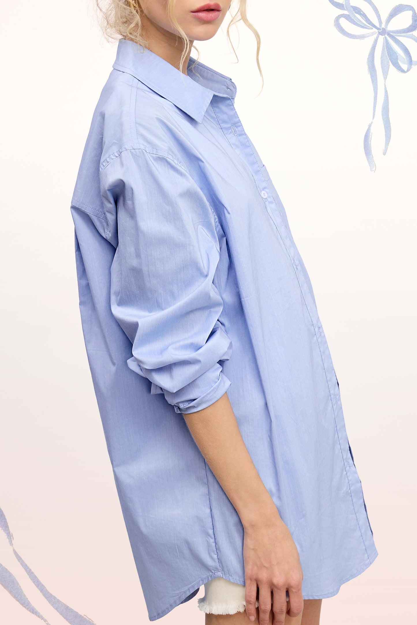 Blue Put in the Work Button Up Blouse (Small to Large)