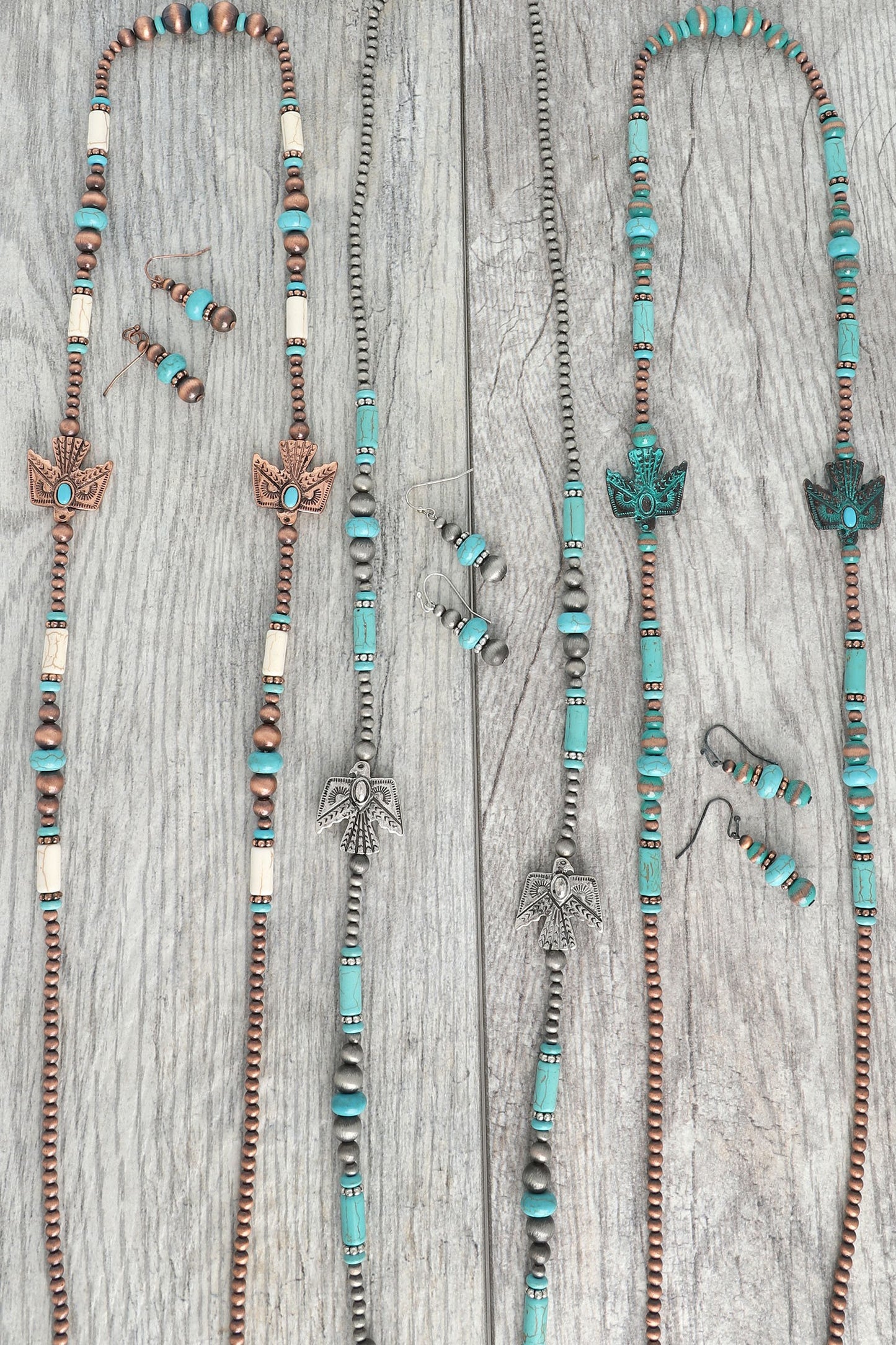 Western Navajo Pearl Turquoise Long Necklace 36"