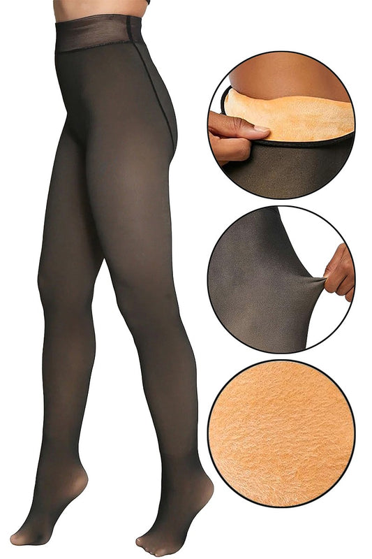 Women's Sheer Fleece Lined Tights, 2 Colors