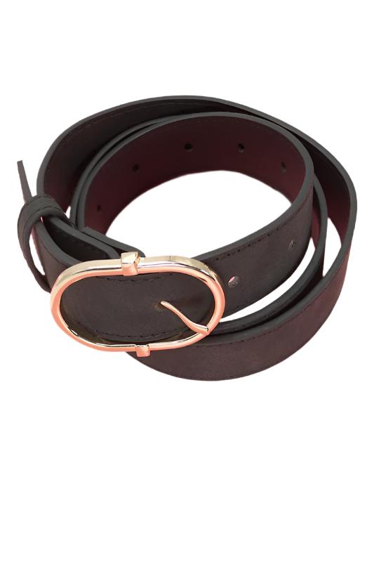 Classic Oval Buckle Faux Suede Belt