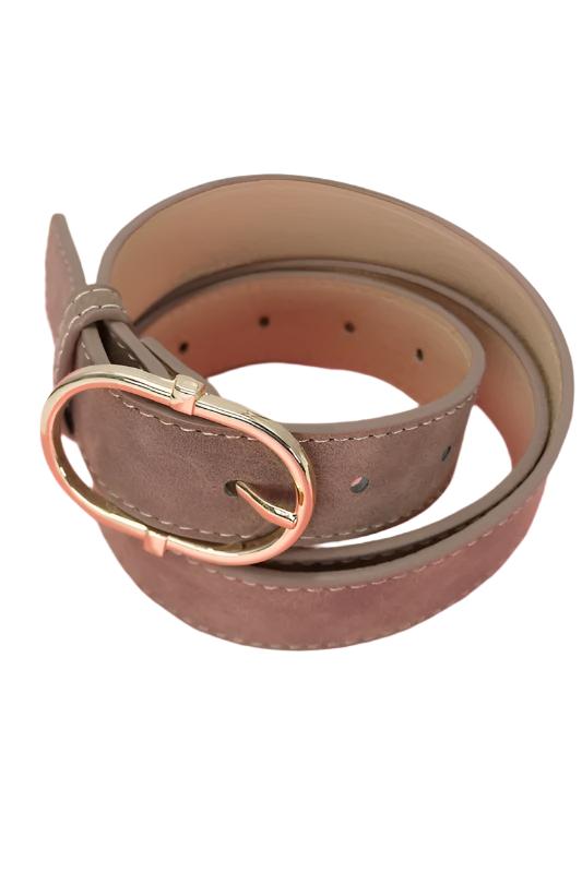 Classic Oval Buckle Faux Suede Belt