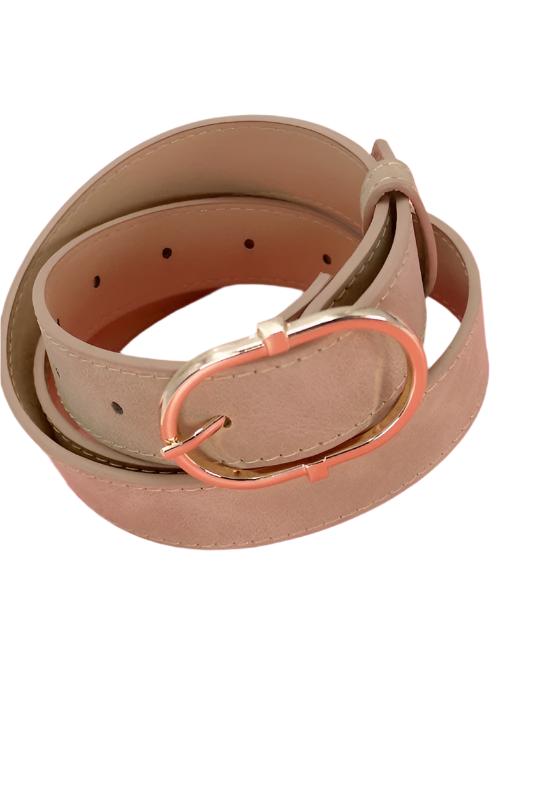 Classic Oval Buckle Faux Suede Belt