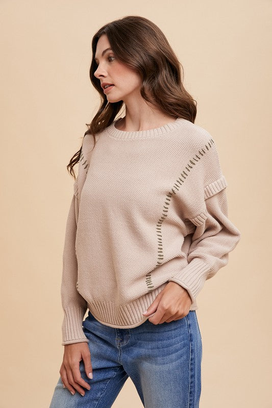 The Ruby Contrast Blanket Stitch Sweater (Small to XLarge)