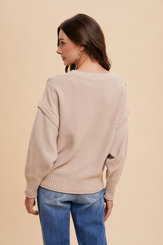 The Ruby Contrast Blanket Stitch Sweater (Small to XLarge)