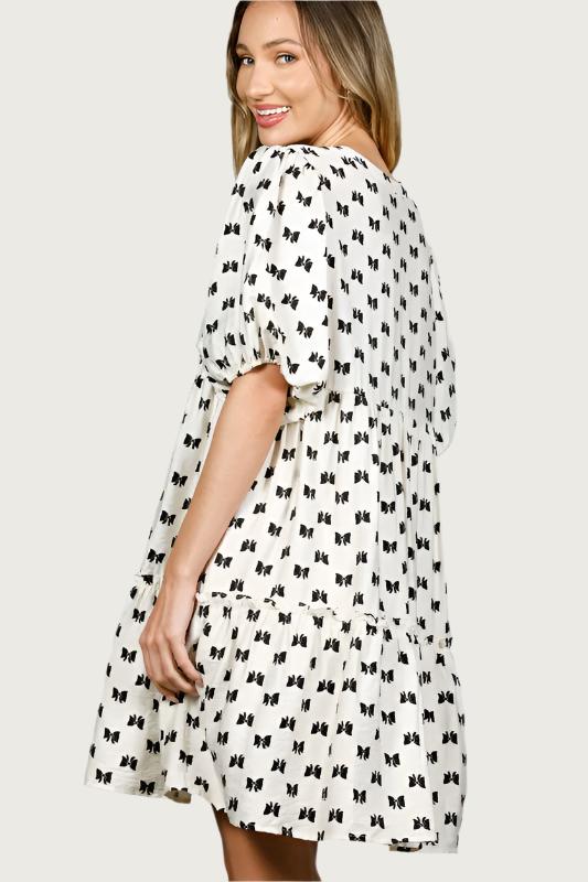 Ribbons + Bows | Short Sleeve Bow Print Dress (Small to Large)