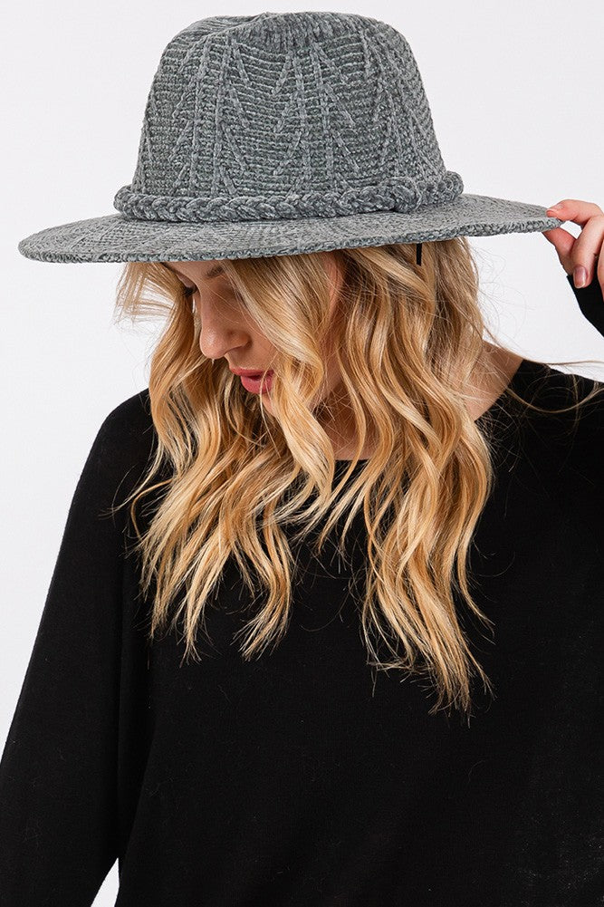 Chenille Patterned Fedora, 3 Colors