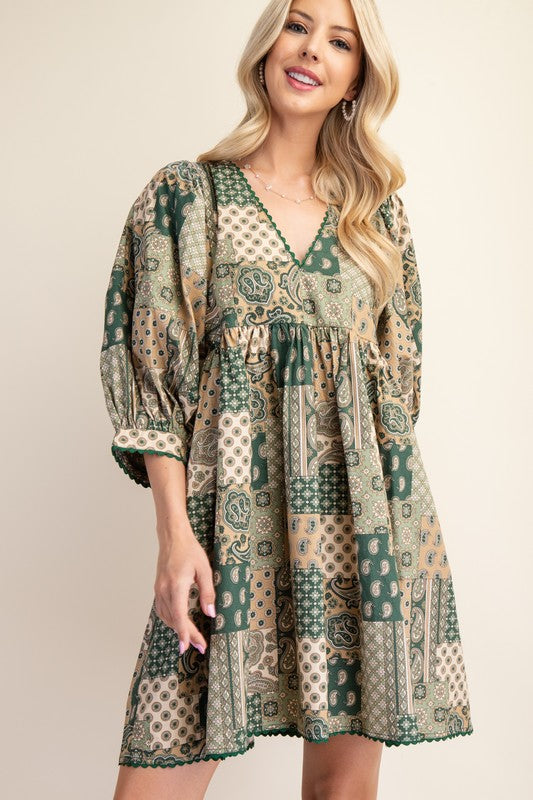 The Jessica Paisley Print Dress (Small to Large)