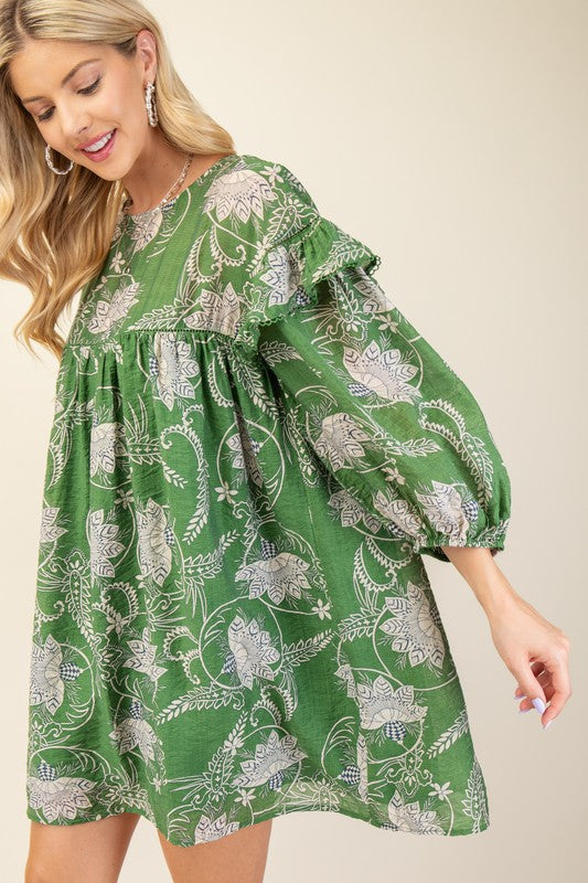 The Megan Ann Long Sleeve Floral Tunic Dress (Small to Large)