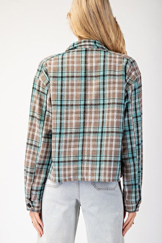 Tainted Love Plaid Button Front Shacket, 2 Colors (Small to Large)