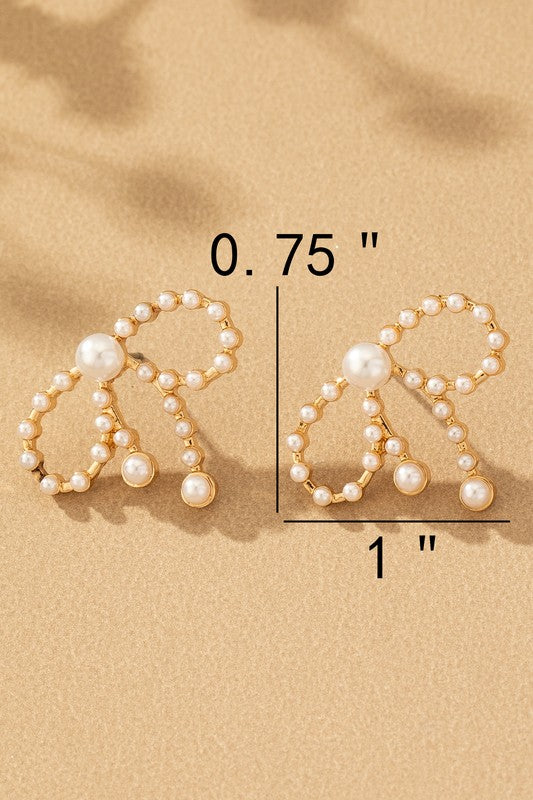 Pearl Bow Stud Earrings