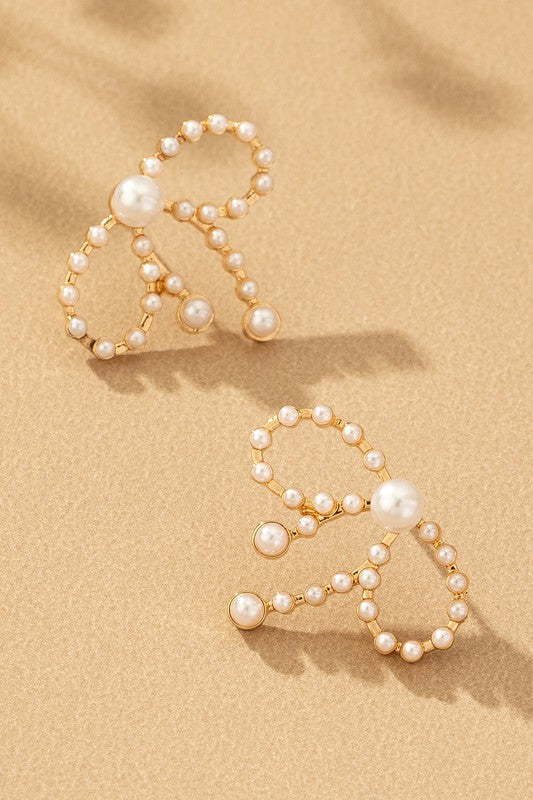 Pearl Bow Stud Earrings