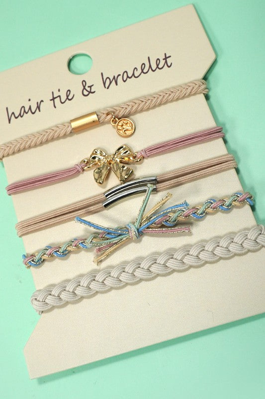 Boho Bow Bracelet/Hairtie Set
