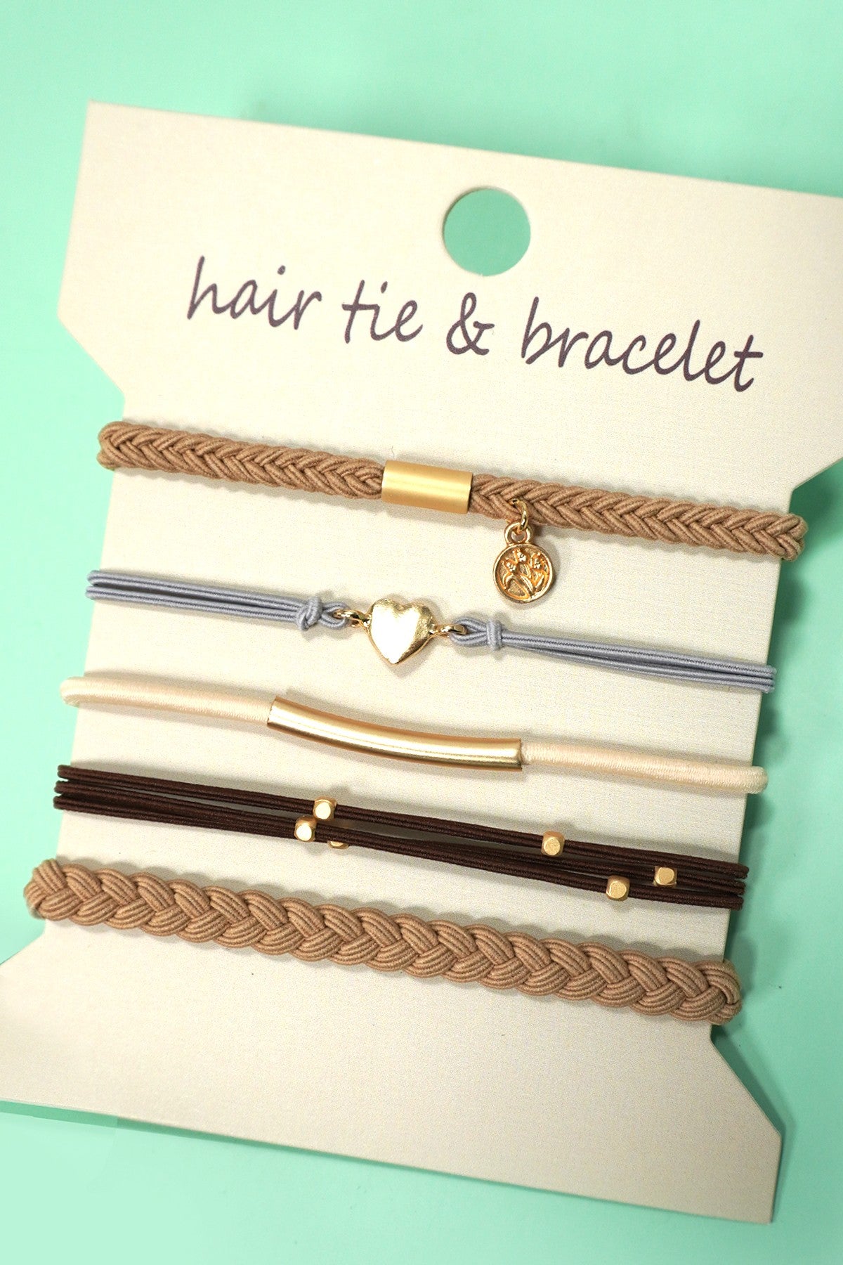 Boho Heart Bracelet/Hairtie Set