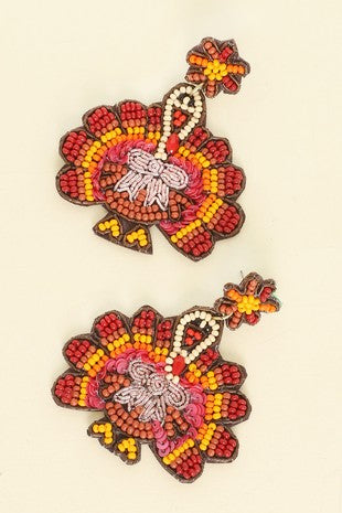 Seed Bead Turkey Earrings