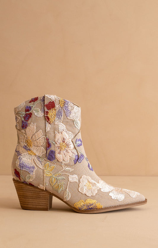 The Wanda Floral Applique Western Boot