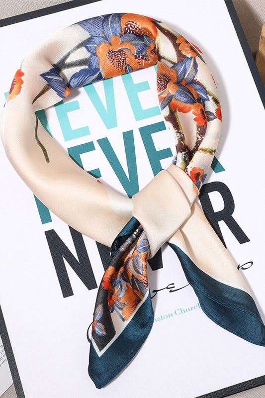 Orange Blue Blossoms Neck/Purse Scarf