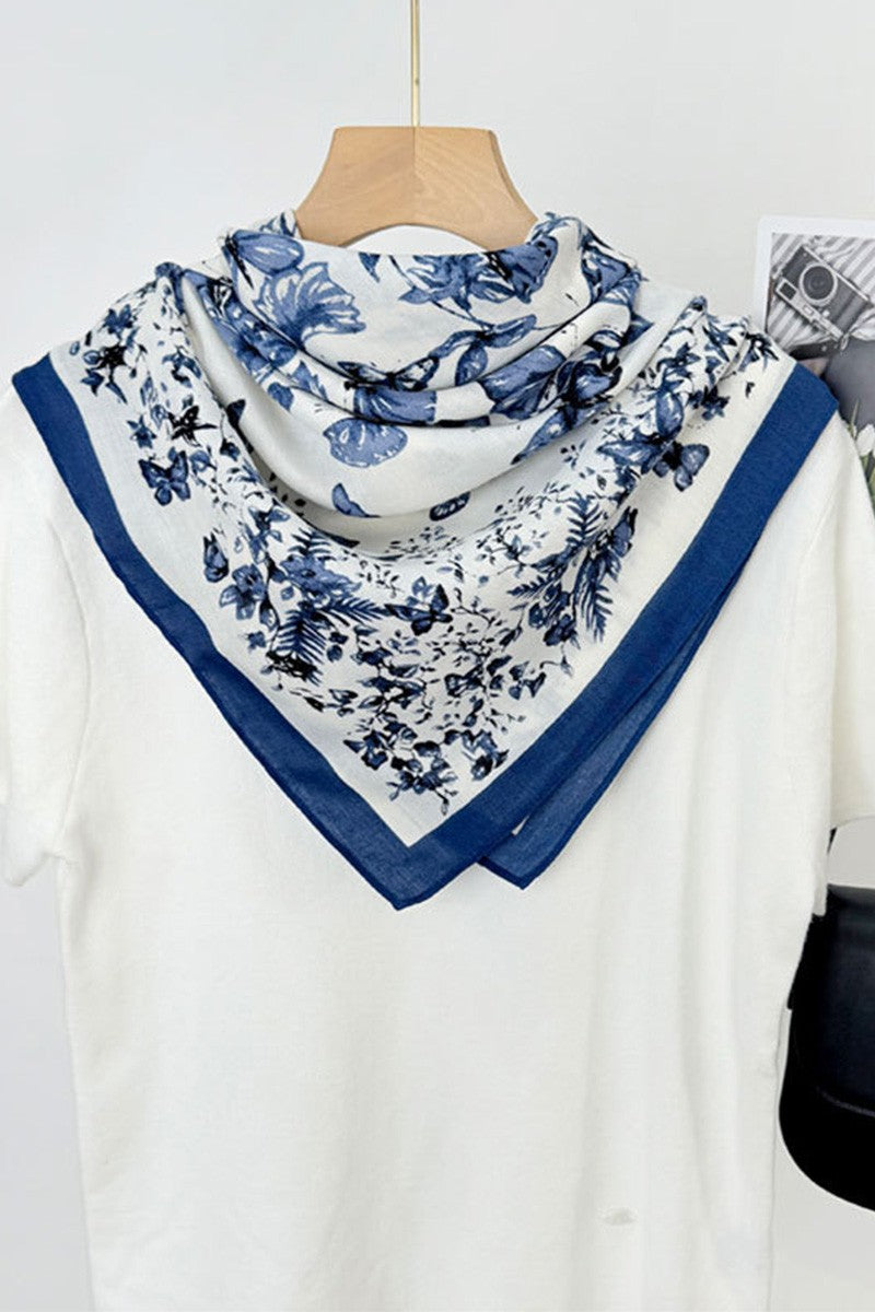 Cluster of Butterflies Blue Color Block Square Scarf