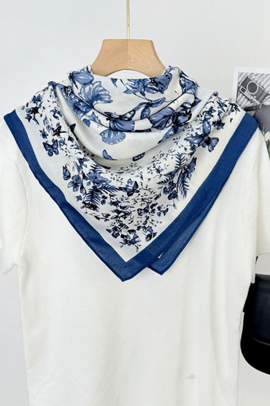 Cluster of Butterflies Blue Color Block Square Scarf