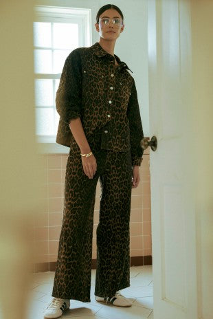 High Rise Tummy Control Cheetah Stretch Denim (Small to Large)