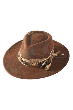 Vintage Style Western Hat with Wood Beads