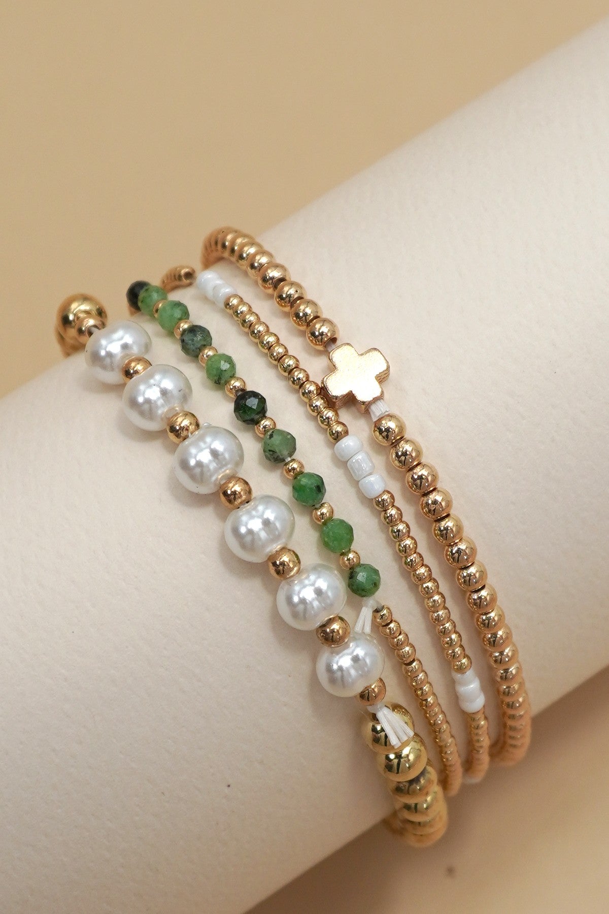 Pearl and Crystal Stretch Bracelet Set