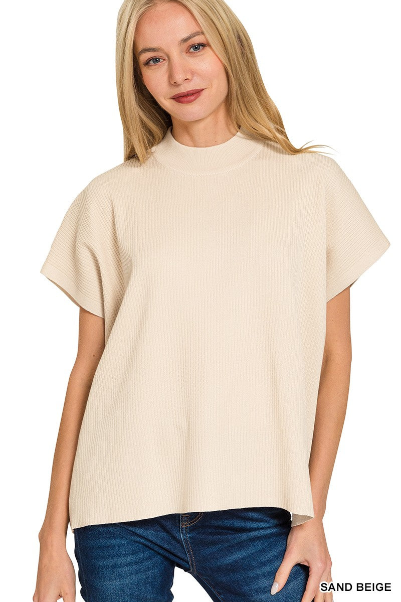 Renewed Ribbed Mock Neck Sweater Color Options (Small to Large